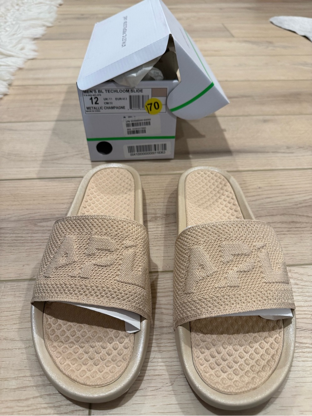 NIB APL Metallic Champagne Men's Techloom Slide Sandals Size 12 - Picture 2 of 6